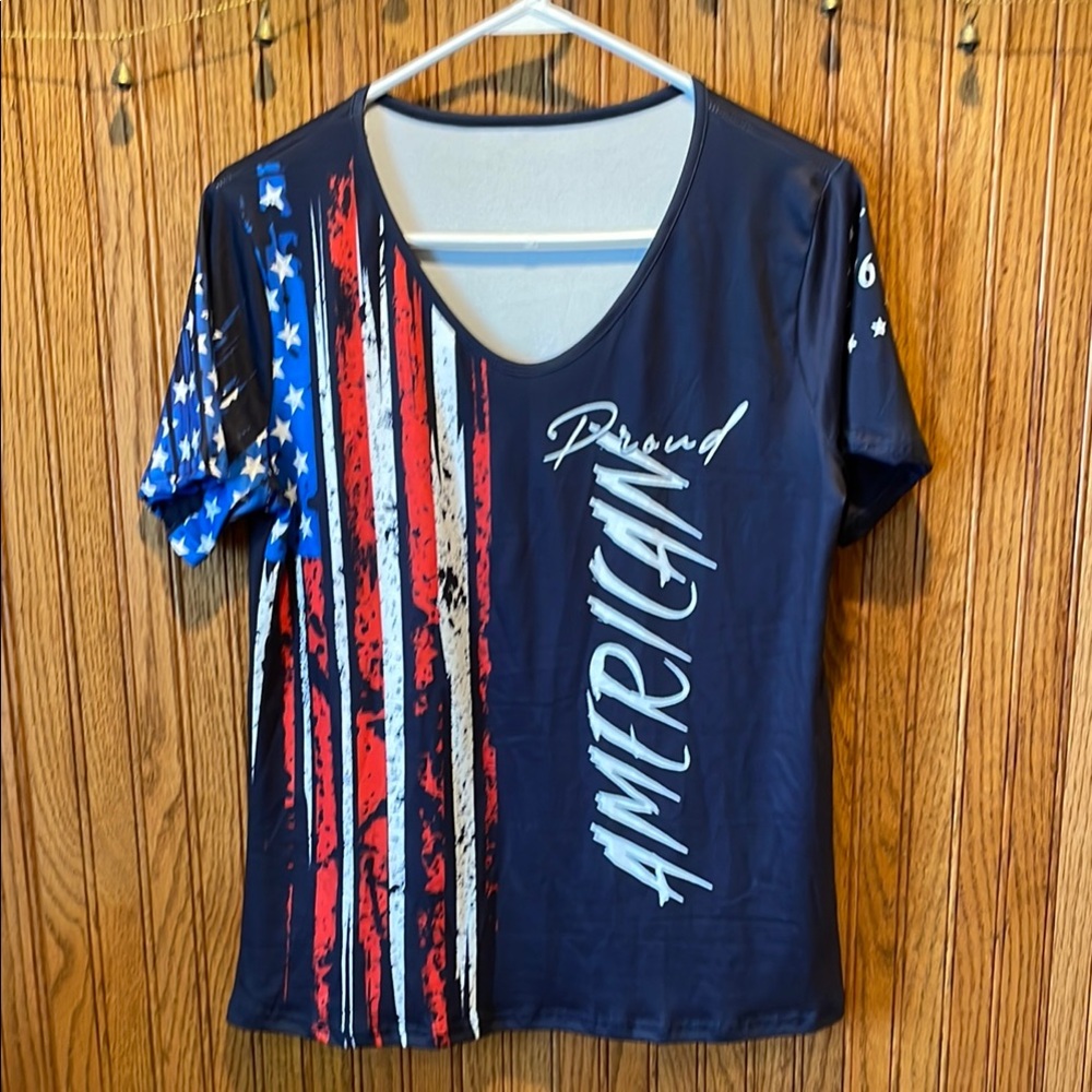 Proud American Patriotic Flag Graphic T-Shirt